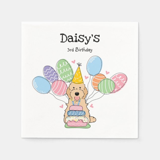 Apricot Cockapoo Cavapoo Birthday Party Paper Napkin (Front)