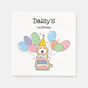 Apricot Cockapoo Cavapoo Birthday Party Paper Napkin