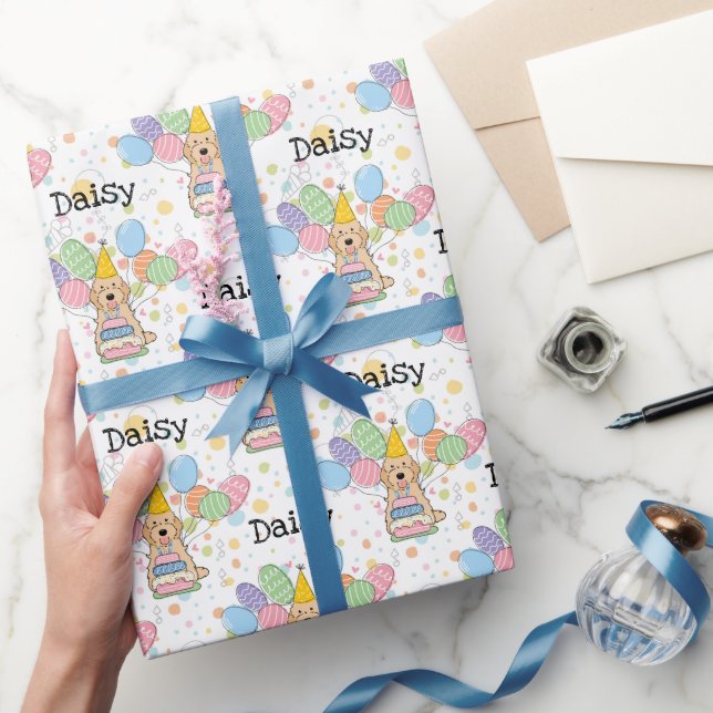 Apricot Cockapoo Cavapoo Dog Birthday Wrapping Paper (Gifting)