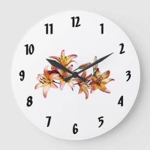 Apricot-Coloured Lilies Large Clock