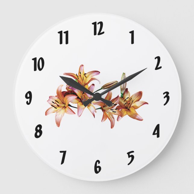 Apricot-Coloured Lilies Large Clock (Front)