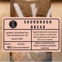 Apricot Cottage Law Bakery Sourdough Bread Label