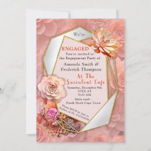 Apricot Crush Colour 2024 with Succulents  Invitation