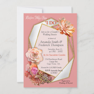 Apricot Crush Colour 2024 with Succulents  Invitation