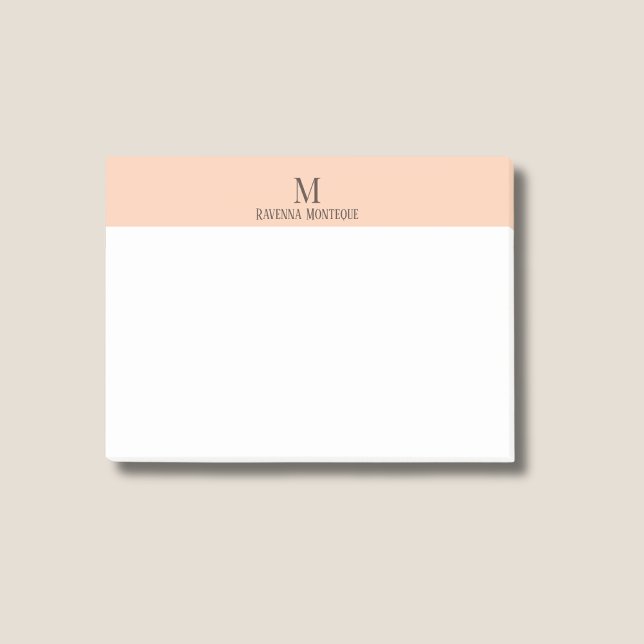 Apricot Cute Personalised Name Letter Monogram Post-it Notes (Creator Uploaded)