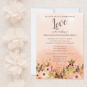 Apricot Delight Floral Wedding Invitation