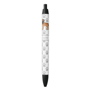 Apricot English Mastiff Cute Cartoon Dog & Name Black Ink Pen