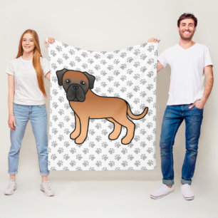 Apricot English Mastiff Cute Cartoon Dog & Paws Fleece Blanket