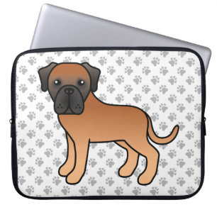 Apricot English Mastiff Cute Cartoon Dog & Paws Laptop Sleeve