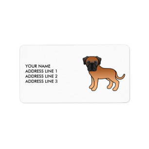 Apricot English Mastiff Cute Cartoon Dog & Text Label