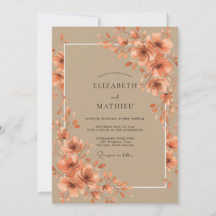 Apricot Ethereal Floral Wedding Invitation