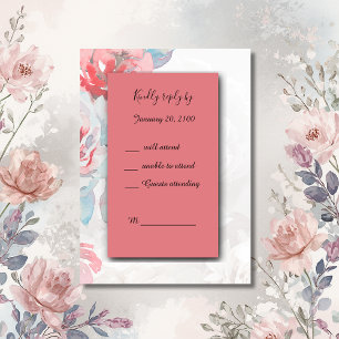 apricot Floral watercolor rose RSVP Respond card