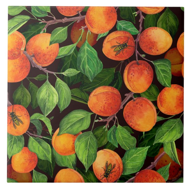 Apricot garden 1 ceramic tile (Front)