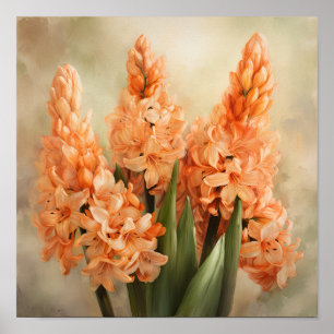 Apricot Hyacinth Flower Art Print Poster