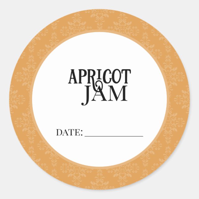 Apricot Jam Canning Lid Labels (Front)