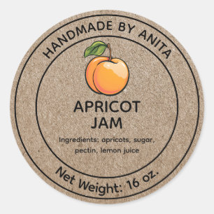 Apricot Jam Jelly Jar Label Kraft Paper Style