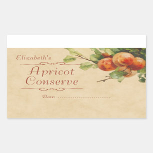 Apricot jam or canning rectangular sticker