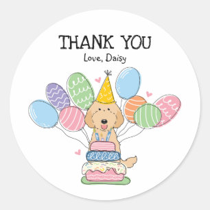 Apricot Labradoodle Birthday Favour Tags Sticker