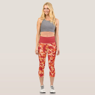 Apricot Lava Camouflage  Capri Leggings