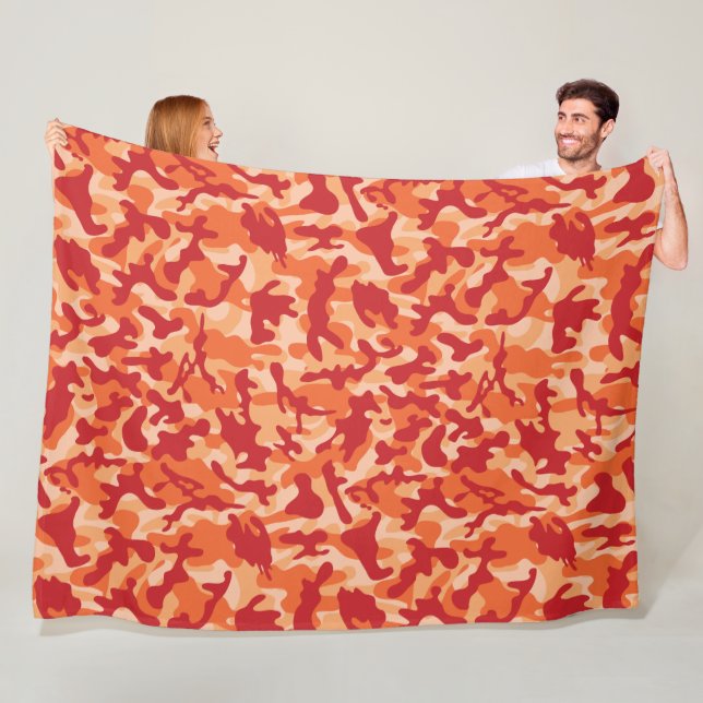 Apricot Lava Camouflage  Fleece Blanket (In Situ)