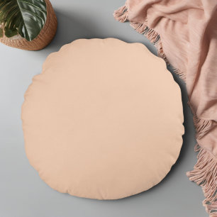 Apricot Light Peach Minimalist Solid Color  Round Cushion