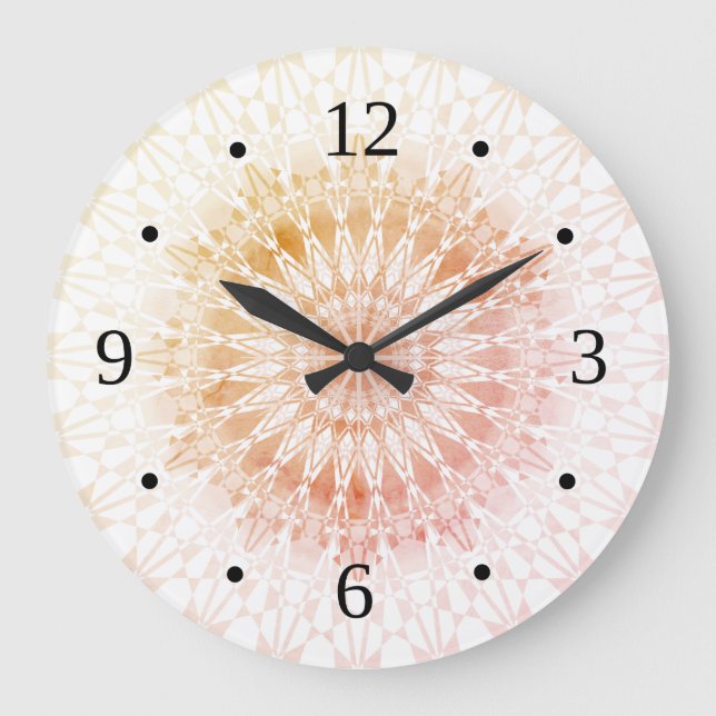 Apricot  Mandala Geometric Large Clock (Front)