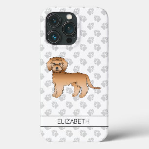 Apricot Mini Goldendoodle Cartoon Dog & Name iPhone 13 Pro Case
