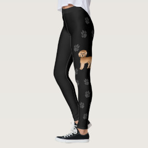 Apricot Mini Goldendoodle Cartoon Dog & Paws Leggings