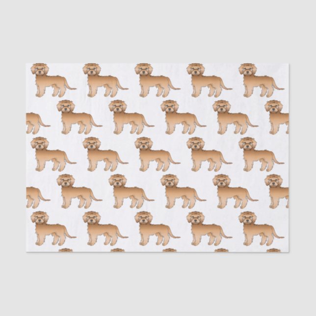 Apricot Mini Goldendoodle Cute Cartoon Dog Pattern Tissue Paper (Front)