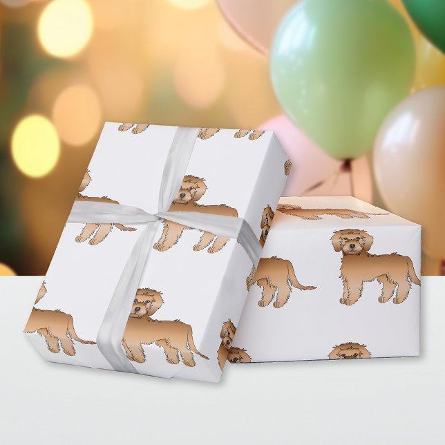 Apricot Mini Goldendoodle Cute Cartoon Dog Pattern Wrapping Paper (Creator Uploaded)
