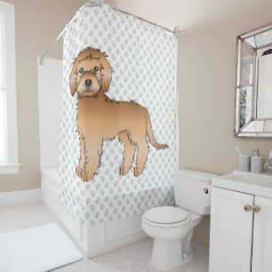Apricot Mini Goldendoodle Cute Cartoon Dog & Paws Shower Curtain