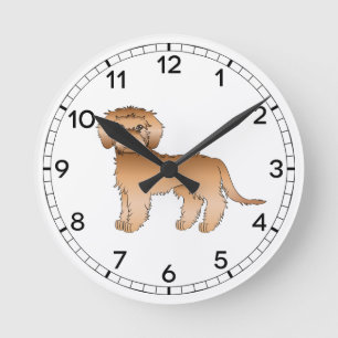 Apricot Mini Goldendoodle Cute Cartoon Dog Round Clock