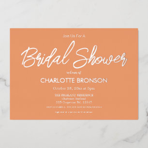 Apricot Minimalist Script Bridal Shower Rose Gold 