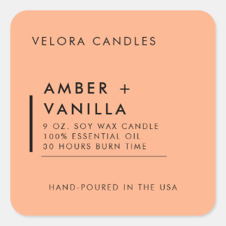 Apricot Modern Minimalist Candle Label Sticker