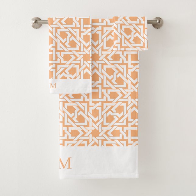 Apricot Moroccan Trellis Weave Bath Towel Set (Insitu)