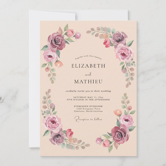 Apricot Opulent Autumn Wedding Invitation (Front)