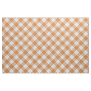 Apricot Orange Country Cottage Gingham Stripes Fabric