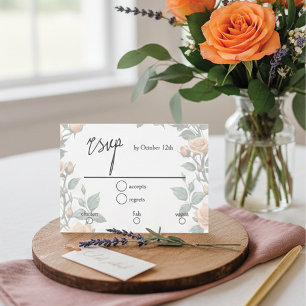 Apricot Orange Rose Wedding RSVP Card