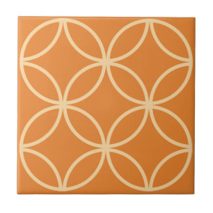 Apricot orange tile with repeat circle pattern