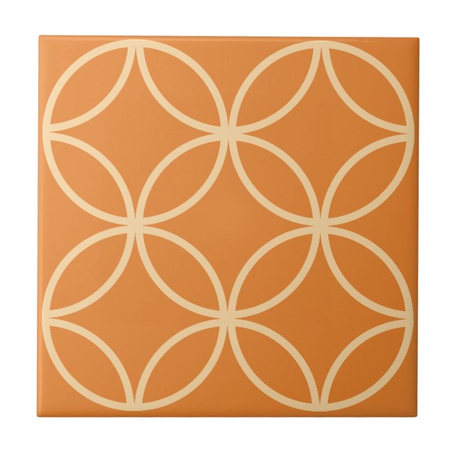 Apricot orange tile with repeat circle pattern (Front)