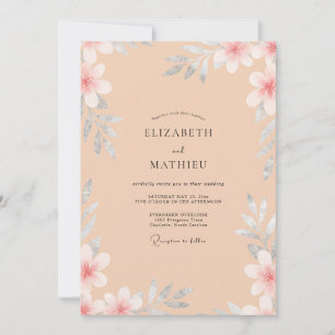 Apricot Painted Petal Wedding Invitation