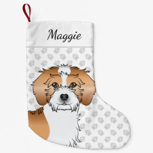 Apricot Parti-colour Mini Goldendoodle Dog & Name Small Christmas Stocking