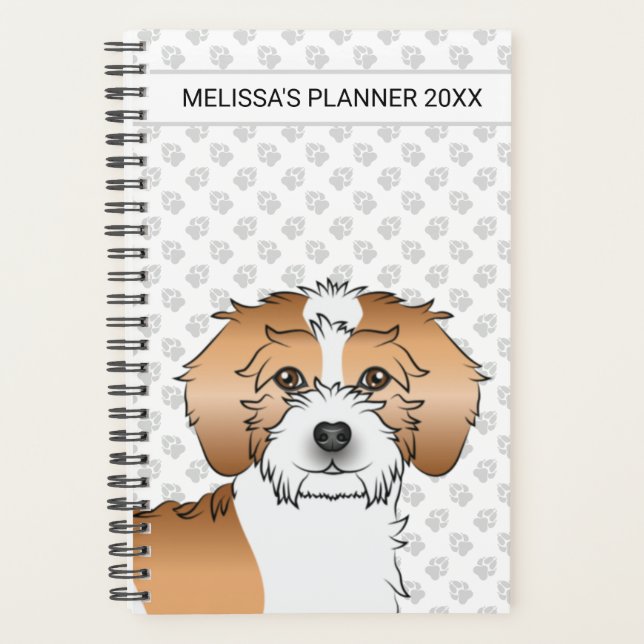 Apricot Parti-colour Mini Goldendoodle Dog Planner (Front)