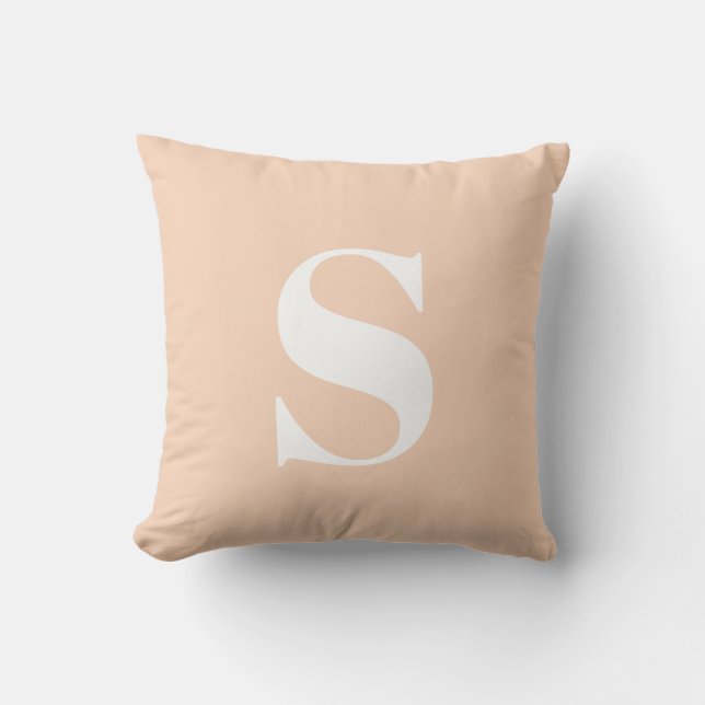 Apricot Peach Initial Monogrammed Outdoor Pillow (Front)