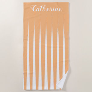 Apricot Peach Orange Pleat Triangle Design Beach Towel