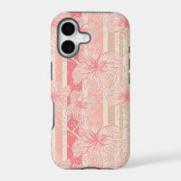 Apricot peach pink floral striped pattern