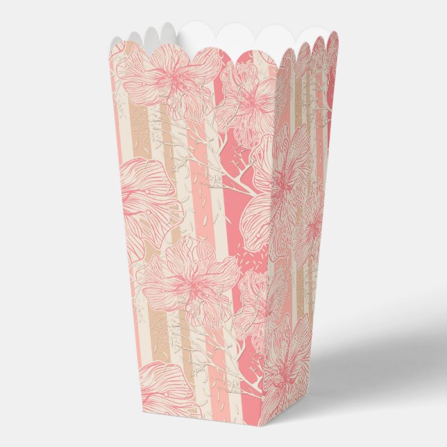 Apricot peach pink floral striped pattern favour box (Front)