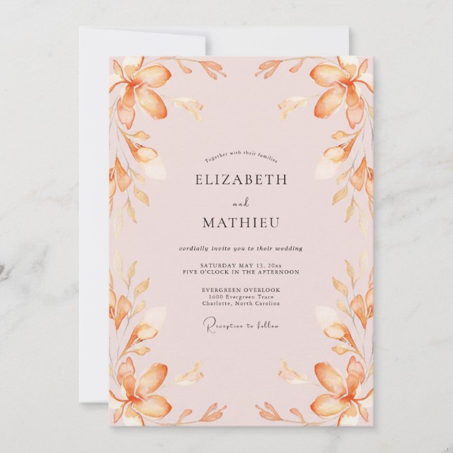 Apricot Petal Blush Wedding Invitation (Front)