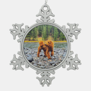 Apricot Poodle - Customisable Gift Snowflake Pewter Christmas Ornament