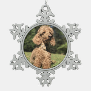 Apricot Poodle Customisable Snowflake Pewter Christmas Ornament